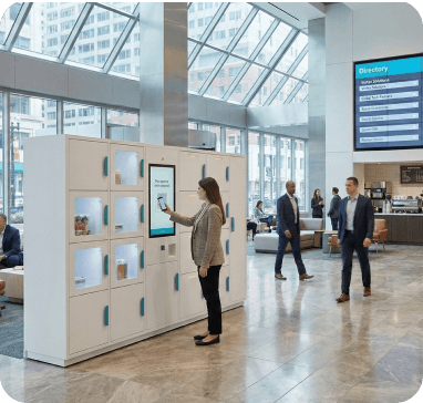 Office lobby locker system